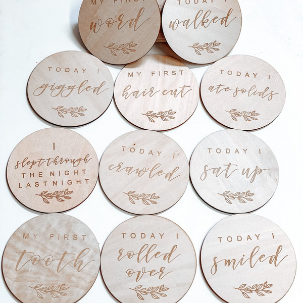 Hallie & Harlow Physical Milestone Wooden Plaques