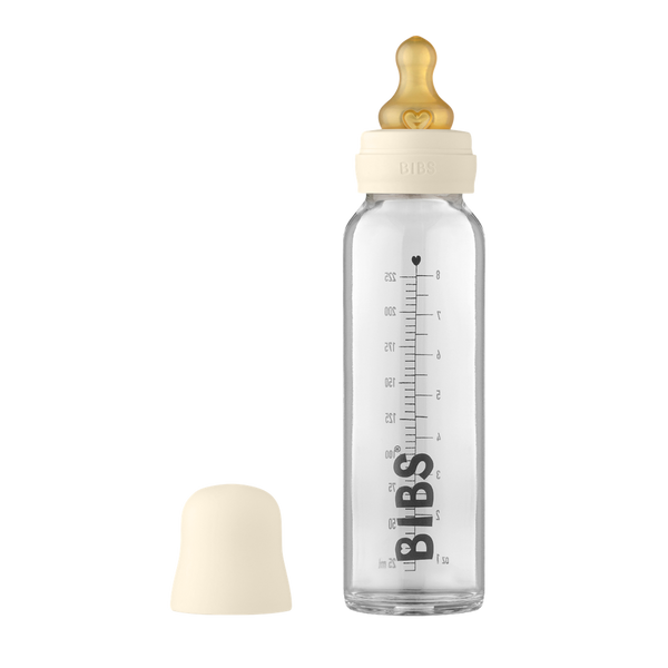 BIBS Baby Glass Bottle 225ml Complete Set Ivory