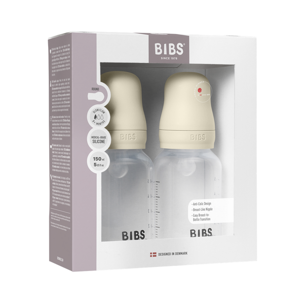 BIBS Baby BPA-Free PP Bottle Set 150ml 2 Pack Silicone - Ivory