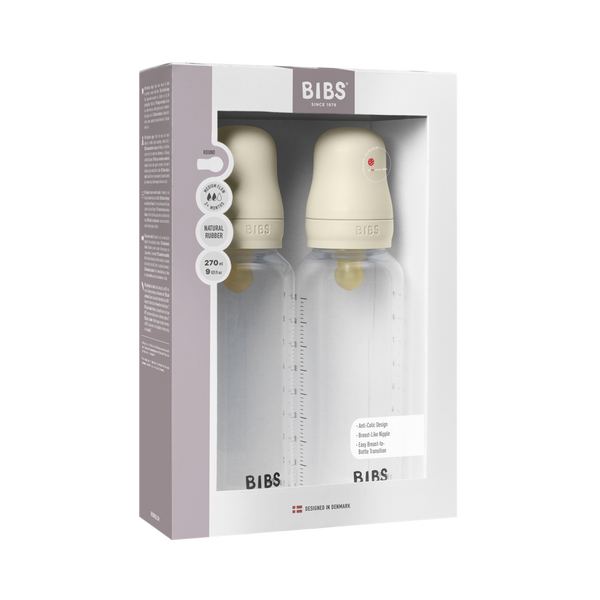 BIBS Baby BPA-Free PP Bottle Grow and Flow set 270ml 2Pk Latex - Ivory