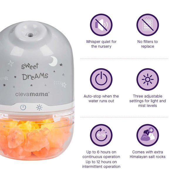 ClevaMama ClevaPure™ Himalayan Salt Lamp, Humidifier & Night Light
