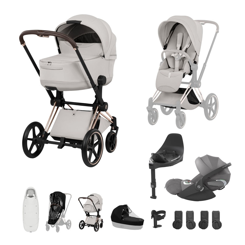 cybex priam rose gold black Cybex Priam 5 Style Collection Pushchair (Rose Gold) & Foldable Carryc–  Baby Moon Baby Shop