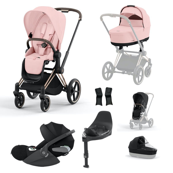 Cybex Priam New Generation LUX Travel Bundle : Rose Gold Frame - w/ Cloud T & Base T