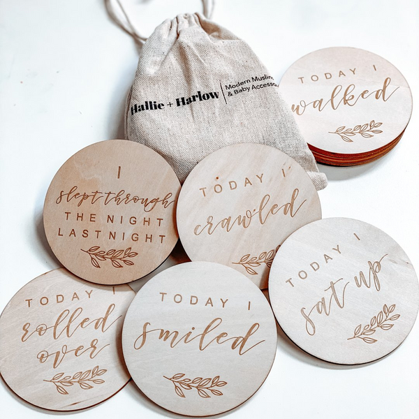 Hallie & Harlow Physical Milestone Wooden Plaques