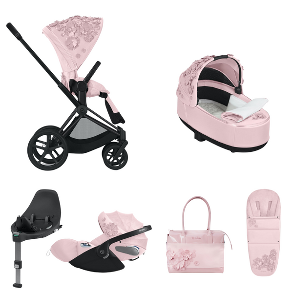 Cybex Priam Simply Flowers Complete Travel Bundle - Blush Pink