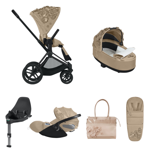 Cybex Priam Simply Flowers Complete Travel Bundle - Nude Beige