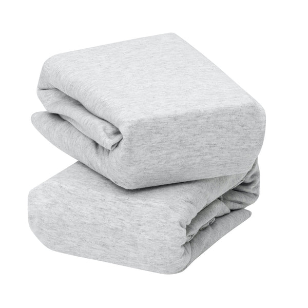 Clevamama Jersey Cotton Fitted Cot Bed Sheets 140 x 70 (2 Pk)  - Grey Melange
