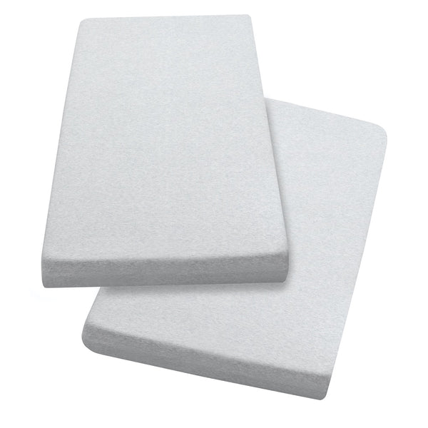 Clevamama Jersey Cotton Fitted Cot Bed Sheets 140 x 70 (2 Pk)  - Grey Melange