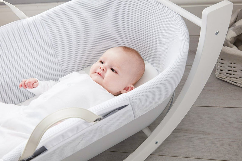 Dreami Moses Basket with Curve Stand White Base