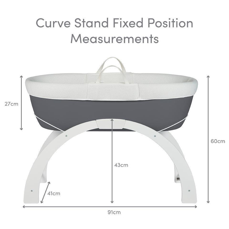 Dreami Moses Basket with Curve Stand White Base
