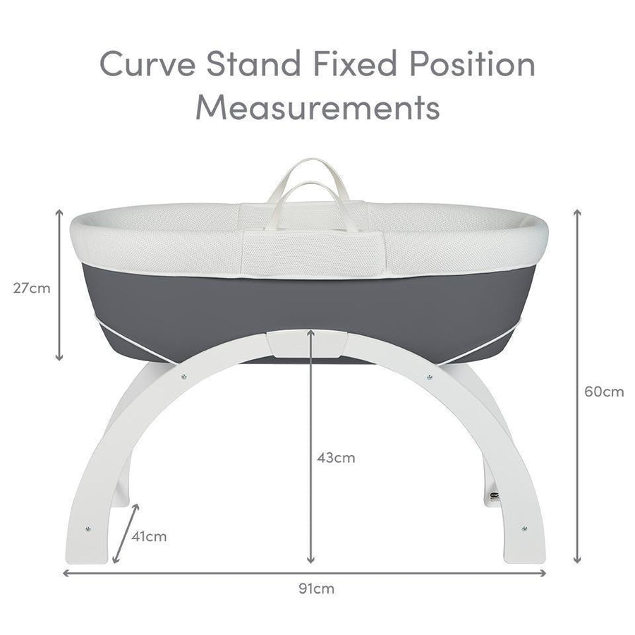 Shnuggle Dreami Moses Basket with Curve Stand White Base Baby Moon Baby Shop