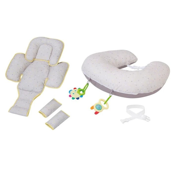 Clevamama ClevaCushion Nursing Pillow & Baby Nest - Grey / Yellow